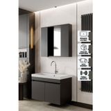 Tuana Banyo Dolabı Seti 80 Cm, Mat Antrasit, Seramik Lavabo Dahil, Lavabolu
