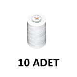 Tuana İplik KOZALI MARKA 10 Adet 120 Numara Beyaz Polyester Dikiş İpliği 5000 Metre