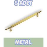 Tuana Rustik Alüminyum Metal Lüks Modern Mobilya Çekmece Mutfak Dolabı Kulpu Altın (5 Adet) - 128mm