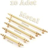 Tuana Rustik Alüminyum Metal Lüks Modern Mobilya Çekmece Mutfak Dolabı Kulpu Gold-Gold (10 Adet) - Altın - 192mm