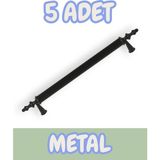 Tuana Rustik Alüminyum Metal Lüks Modern Mobilya Çekmece Mutfak Dolabı Kulpu Siyah (5 Adet) - 128mm