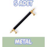 Tuana Rustik Alüminyum Metal Lüks Modern Mobilya Çekmece Mutfak Dolabı Kulpu Siyah-Altın (5 Adet) - 128mm
