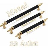 Tuana Rustik Alüminyum Metal Lüks Modern Mobilya Çekmece Mutfak Dolabı Kulpu Siyah-Gold (10 Adet) - 192mm - Siyah - Gold
