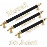 Tuana Rustik Alüminyum Metal Lüks Modern Mobilya Çekmece Mutfak Dolabı Kulpu Siyah-Gold (10 Adet) - 96mm - Siyah - Gold