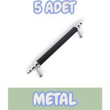 Tuana Rustik Alüminyum Metal Lüks Modern Mobilya Çekmece Mutfak Dolabı Kulpu Siyah-Krom (5 Adet) - 224mm