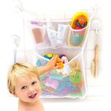 Tub Cubby Orijinal Banyo Oyuncak Depolama Düzenleyici - Vantuz ve Yapışkan Kancalı, 35,5 cm x 50,8 cm Mesh Net Duş Caddy Çocuklar için Banyo Dekoru, Yatak Odası ve Araba Oyuncak Düzenleyici - Bonus