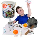 Tub Playset - Deluxebase Uzay. Çocuklar için uzay oyun seti. Astronotlar, gezegenler, oyuncak roketler, uzay mekiği, uydu ve bir uzay ay kayaları gibi fantezi oyuncakları