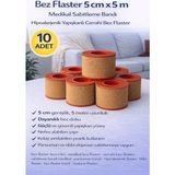 Tuba Toptaş Bez Flaster 5 cm x 5 M Sabitleyici Tıbbi Bant Güçlü Yapışkanlı 10 Adet