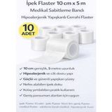 Tuba Toptaş Ipek Flaster 10 cm x 5 M 10 Adet Medikal Sabitleme Bandı Hipoalerjenik Yapışkanlı Cerrahi Flaster