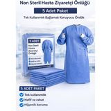 Tuba Toptaş Non Steril Hasta Ziyaretçi Önlüğü 5 Adet – Tek Kullanımlık Bağlamalı Koruyucu Önlük