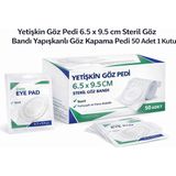 Tuba Toptaş Yetişkin Göz Pedi 6.5 x 9.5 cm Steril Göz Bandı Yapışkanlı Göz Kapama Pedi 50 Adet 1 Kutu