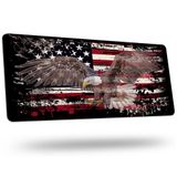 TUBAMQ Fare Altlığı Büyük, Amerikan Bayrağı Kartal Masa Pedi, Ev Ofis Çalışmaları için Dikişli Kenarları ile Kaymaz Kauçuk Tabanlı Oyun Fare Altlığı, Masa Mat, 80 x 39,9 cm