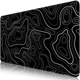 Tubdic Siyah Harita Mouse Pad Büyük, Oyun Mouse Pad Masa matı, Mouse Pad XL Fare Altlığı, Minimalist Mouse Mat Masa Pedi, 80 x 30 cm Bilgisayar Klavyesi Oyun Mouse Pad 3 mm Kaymaz Tabanlı