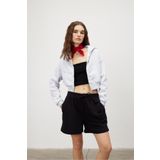 TUBİA Kadın Kar Melanj Kapüşonlu Şardonlu Crop Sweatshirt Hırka