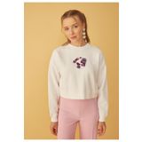 TUBİA Kadın Önü Mor Nakışlı 3 İplik Şardonlu Sweatshirt