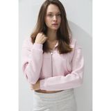 TUBİA Kadın Parfait Pink Renk Kapüşonlu Şardonlu Crop Sweatshirt Hırka