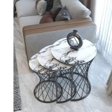 Tubihome Hasır C Zigon Sehpa, Siyah Metal, Beyaz