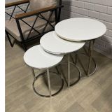 Tubihome Mdf Tabla Zigon Sehpa, Gümüş Beyaz
