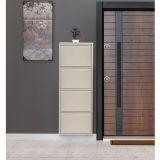 Tubihome Metal Ayakkabılık, 4 Bölmeli, Krem