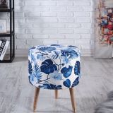 Tubihome Puf, Mavi Yaprak Desenli
