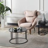 Tubihome Sehpa Takımı, Siyah Cam, Siyah Ayak