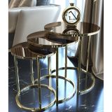 Tubihome Zigon Sehpa, Gold Metal, Bronz Cam