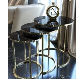 Tubihome Zigon Sehpa, Gold Metal, Temperli Cam