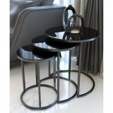 Tubihome Zigon Sehpa, Metal, Siyah Cam
