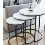 Tubihome Zigon Sehpa Takımı, Yuvarlak, Beyaz