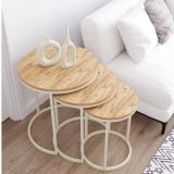 Tubihome Zigon Sehpa Takımı, Yuvarlak, Krem