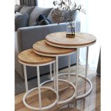 Tubihome Zigon Sehpa Takımı, Yuvarlak, Meşe
