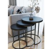 Tubihome Zigon Sehpa Takımı, Yuvarlak, Siyah
