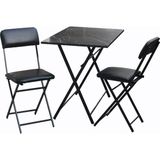 Tubix Kare Çam Balkon Bahçe Çalışma Mutfak Masa Sandalye Takımı 70X70 cm 2 Sandalye - Siyah