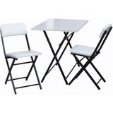 Tubix Kare Çam Balkon Bahçe Çalışma Mutfak Masa Sandalye Takımı 70X70CM 2 Sandalye - Beyaz