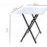 Tubix Kare Çam Balkon Bahçe Mutfak Masa 70X70 cm - Beyaz