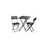 Tubix Kare Siyah Mermer Balkon Bahçe Çalışma Mutfak Masa Sandalye Takımı 70X70Cm 2 Sandalye