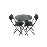 Tubix Masa Sandalye Katlanır Bistro Takımı 60cm Siyah Mermer Desenli
