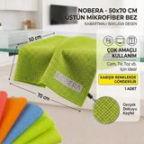 Tucera 50X70 cm Kabartmalı Baklava Desen Çok Amaçlı Mikrofiber Cam Bezi, Leke ve Iz Bırakmaz Toz Bezi (1 Adet)