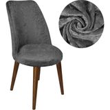 Tuchmall Ipek Kadife Sandalye Kılıfı,sandalye Örtüsü, Lastıkli, Oval Model1 Adet - 35 x 45 cm - Antrasit