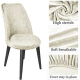 Tuchmall Ipek Kadife Sandalye Kılıfı,sandalye Örtüsü, Lastıkli, Oval Model1 Adet - 35 x 45 cm - Krem