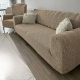Tuchmall Koltuk Örtüsü jakarlı 3+2+1+1 Takımı Lastikli Esnek Yıkanabilir Çekyat Örtüsü Kanepe Kılıfı. - Kahve - 180 x 230 cm