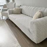 Tuchmall Koltuk Örtüsü jakarlı 3+2+1+1 Takımı Lastikli Esnek Yıkanabilir Çekyat Örtüsü Kanepe Kılıfı. - Taş Rengi - 180 x 230 cm