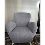 Tuchmall Koltuk Örtüsü Koltuk Kılıfı Lastikli Esnek Berjer Örtüsü Jakarlı Ağaç Kabuğu Kabarık Desen Tekli - Gri - 100 x 100 cm