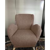 Tuchmall Koltuk Örtüsü Koltuk Kılıfı Lastikli Esnek Berjer Örtüsü Jakarlı Ağaç Kabuğu Kabarık Desen Tekli - Vizon - 100 x 100 cm