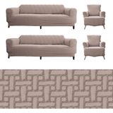 Tuchmall Koltuk Örtüsü Takımı 3+3+1+1 Streç Lastikli Yıkanabilir Pamuklu Koltuk Kılıfı - 180 x 230 cm - Vizon