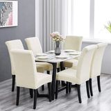 Tuchmall Sandalye Örtüsü Yüksek Kaliteli ve Esnek Yıkanabilir Sandalye Kılıfı Likralı 6 Adet - 35 x 50 cm - Krem