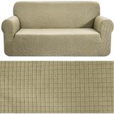 Tuchmall Streç Lastikli Esnek Yikanabilir Kare Desen Berjer Üç Kişilik Koltuk Örtüsü Koltuk Kılıfı - 185 x 230 cm - Vizon