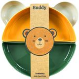 Tucklebery Buddy Mama Tabağı Seti | 1 Ayıcık Tabak + 4 Kase | Bebek ve Çocuklar İçin Yemek Takımı | BPA İçermez (Bej Sarı Yeşil) - Sarı - Yeşil