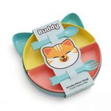 Tucklebery Kitty 7 Parça Mama Tabağı Seti, Bölmeli, BPA İçermez, Bulaşık Makinesinde Yıkanabilir (Tropikal)