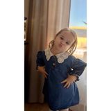 Tude Kids Kız Çocuk Fisto Yakalı Kot/Denim Elbise - Mavi - 5 - 6 Yaş